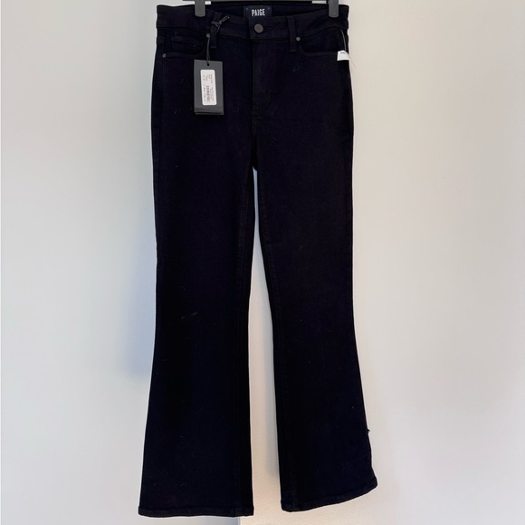 Paige Colette Crop Flare Jean in Black Shadow - Picture 7 of 8